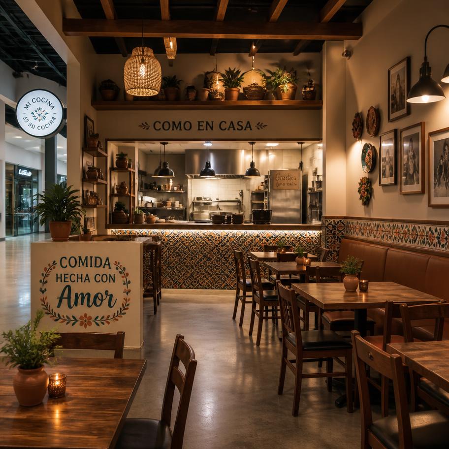 Warm interior of La Cocina De La Abuela restaurant